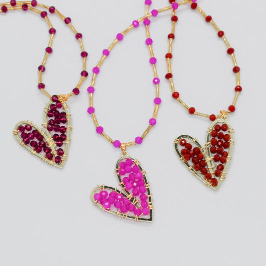 crystals heart necklaces