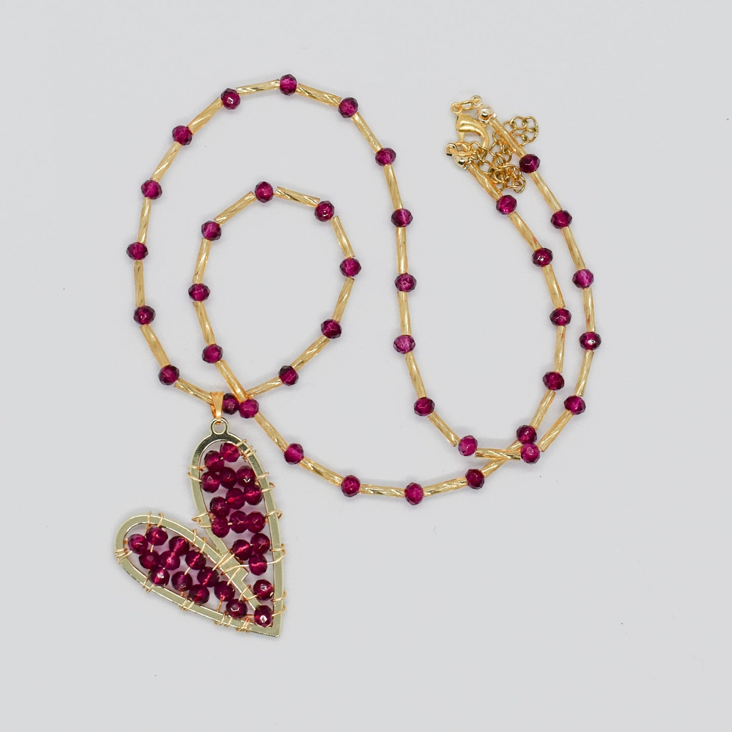 crystal heart necklaces burgundy