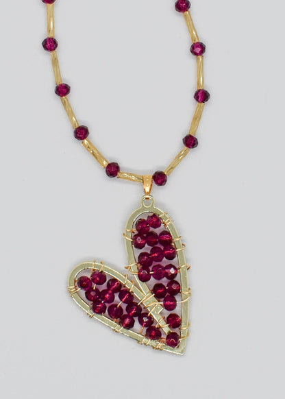 crystal heart necklaces burgundys
