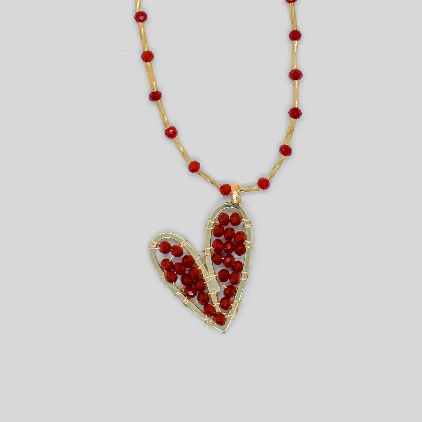 crystal heart necklaces rojo