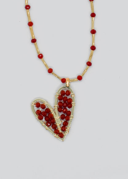 crystal heart necklaces rojo
