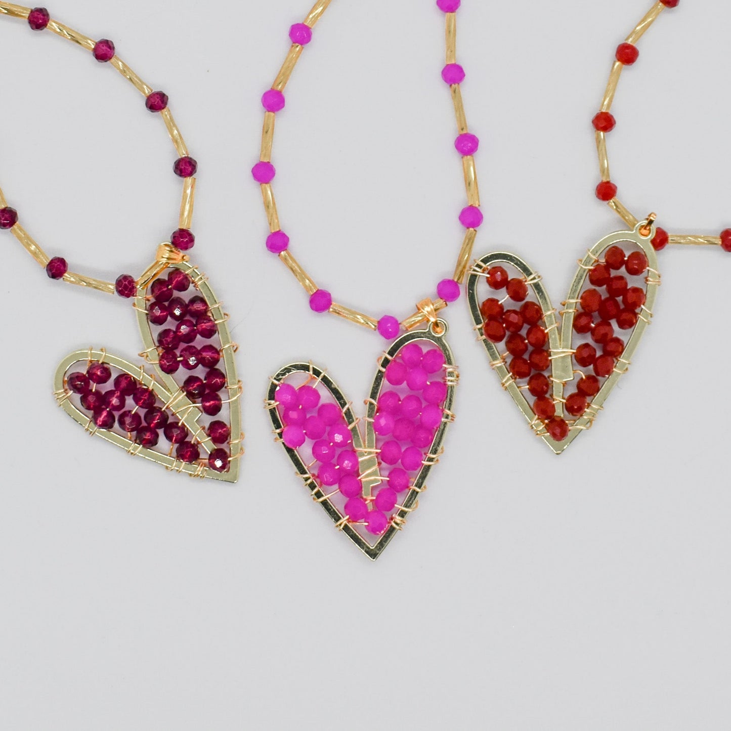 crystal hearts necklaces