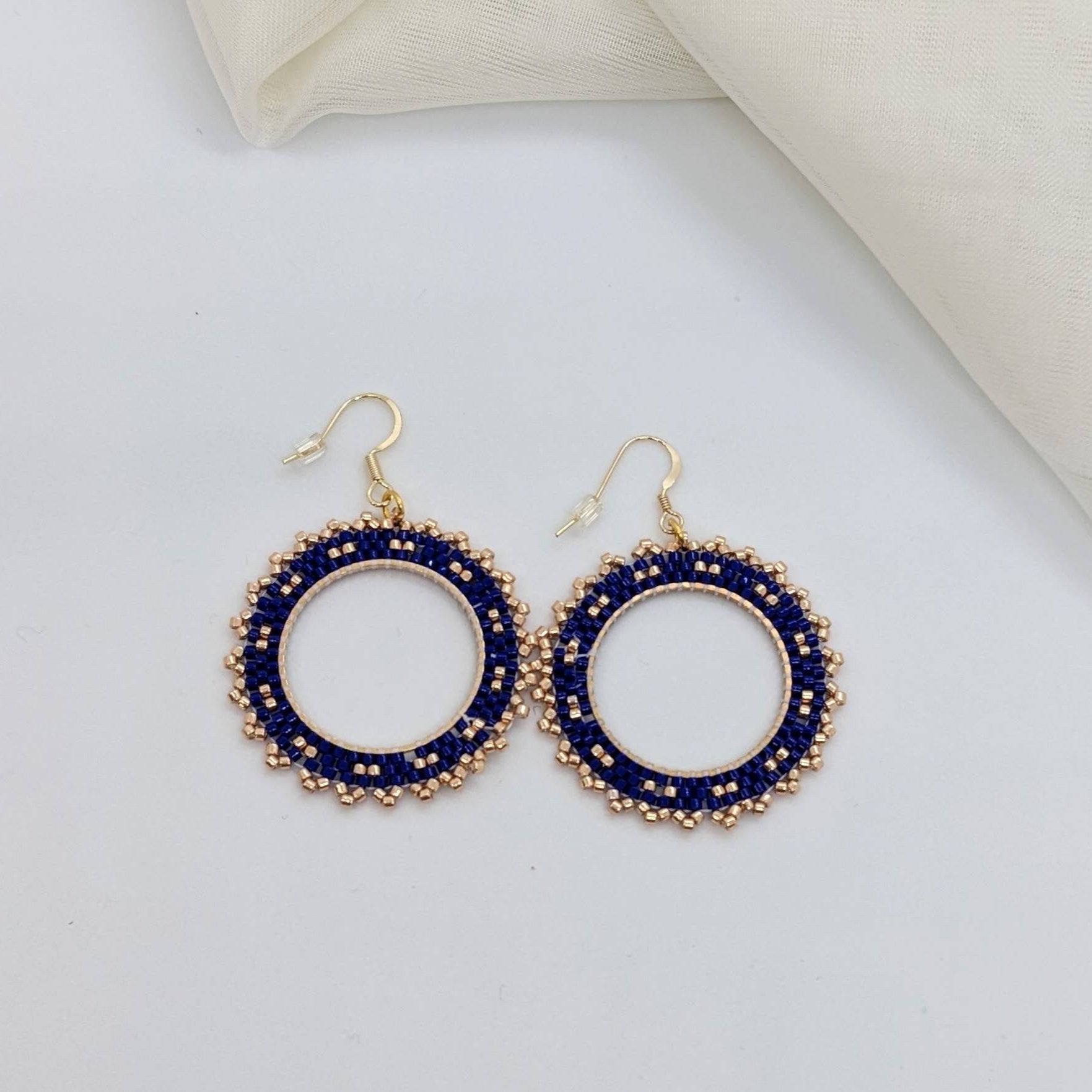 dark blue beaded earrings