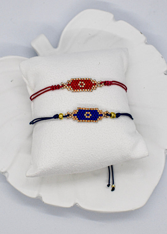 evil eye small red and blue bracelets
