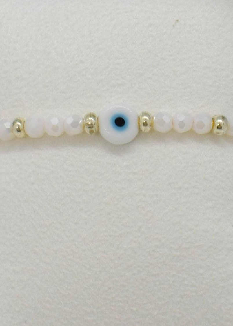 EVIL EYE BRACELET WITH CRYSTALS (white)