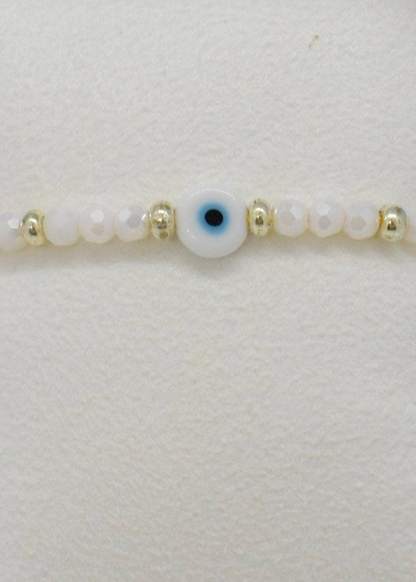 EVIL EYE BRACELET WITH CRYSTALS (white)