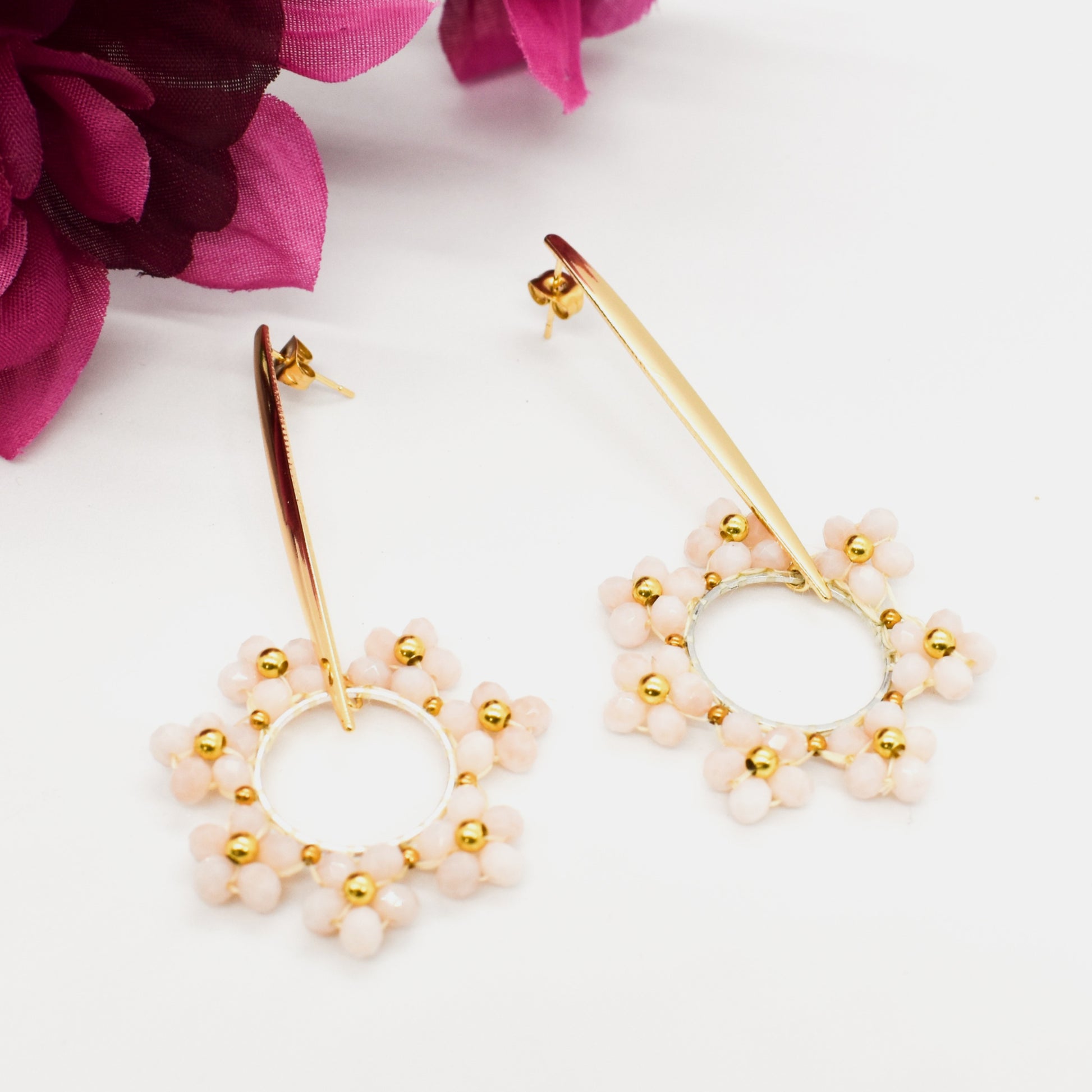 Floral long earrings