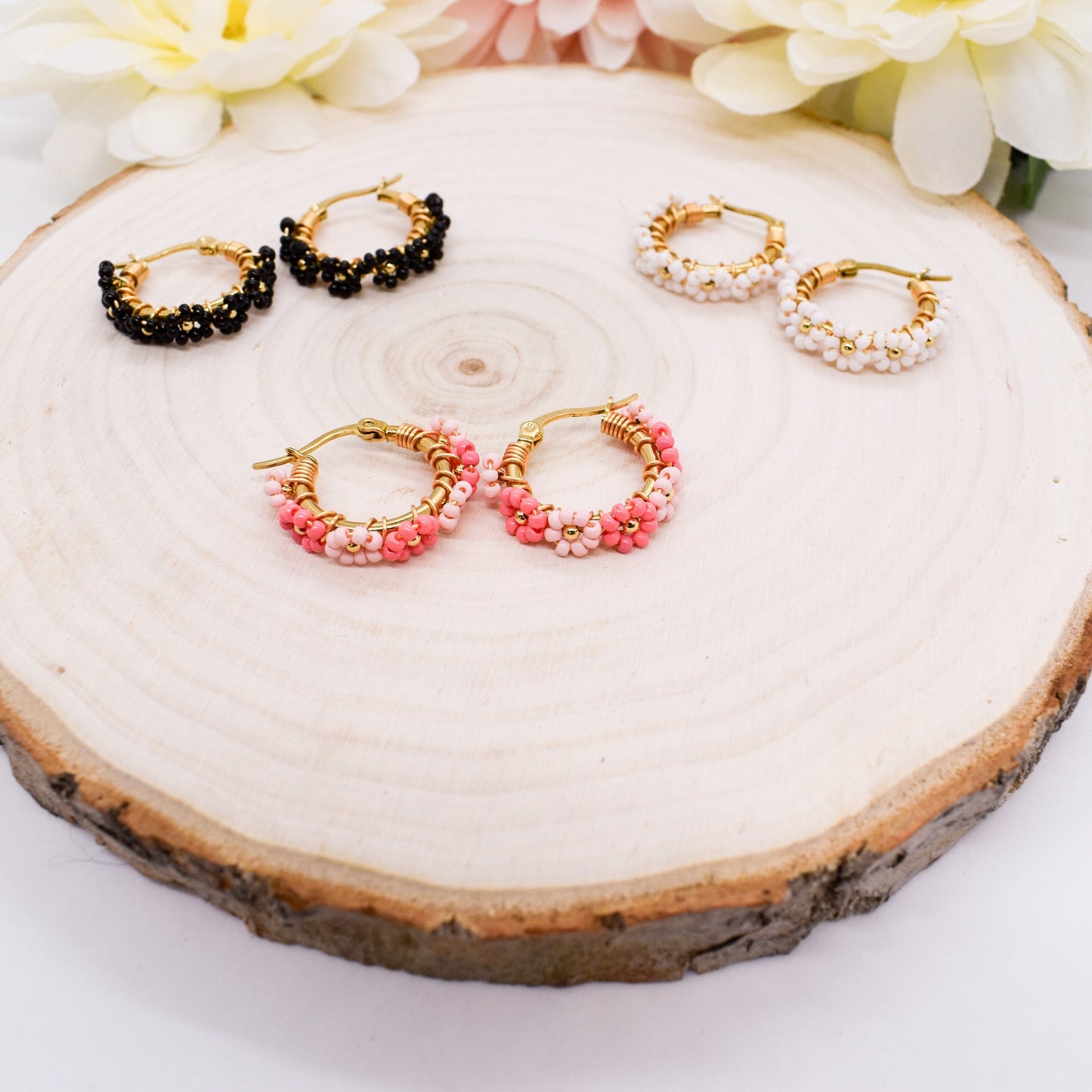 florales hoops earrings