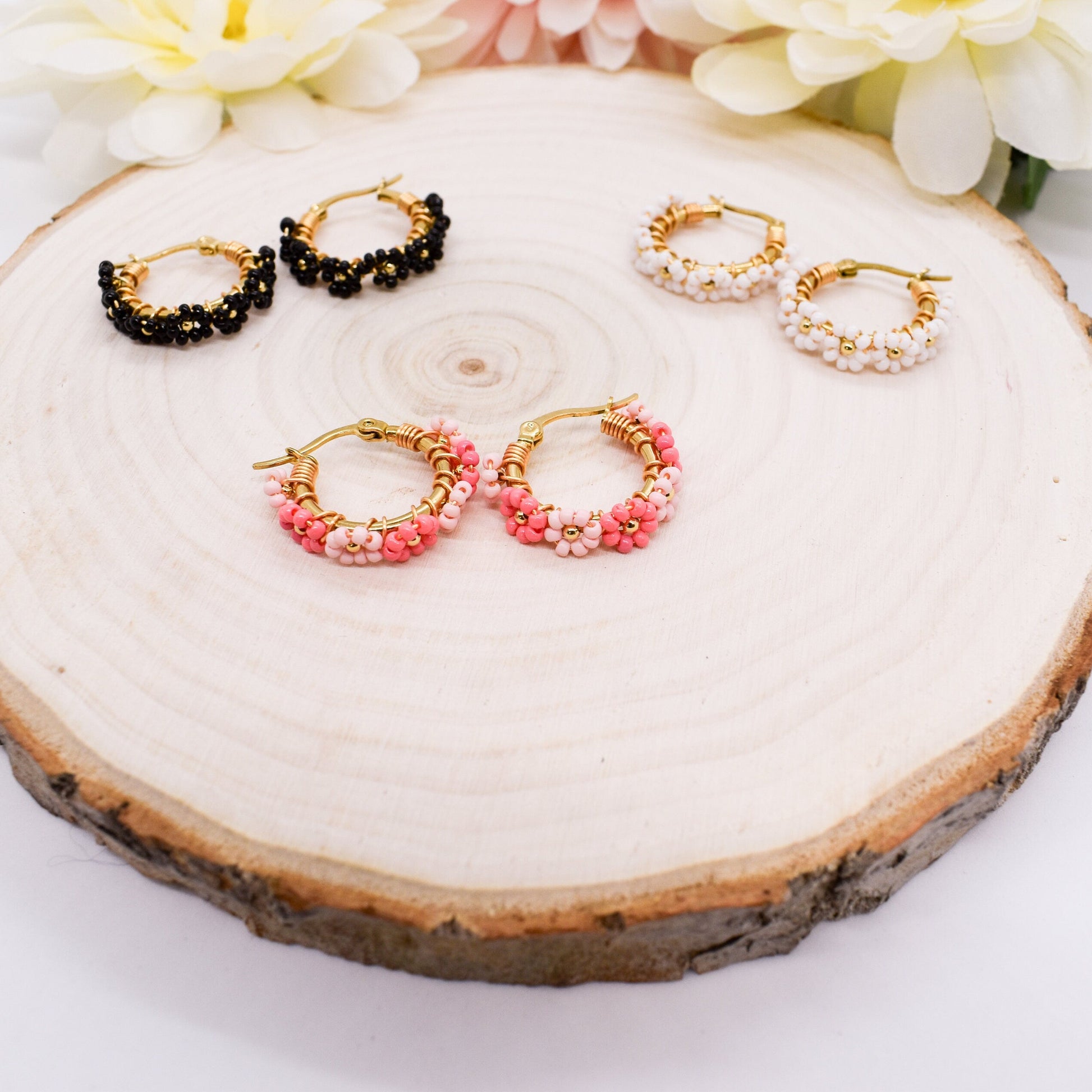 florales hoops earrings