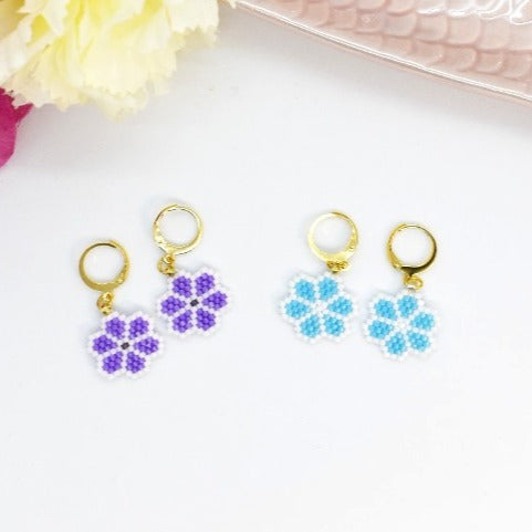 hoop flower earrings