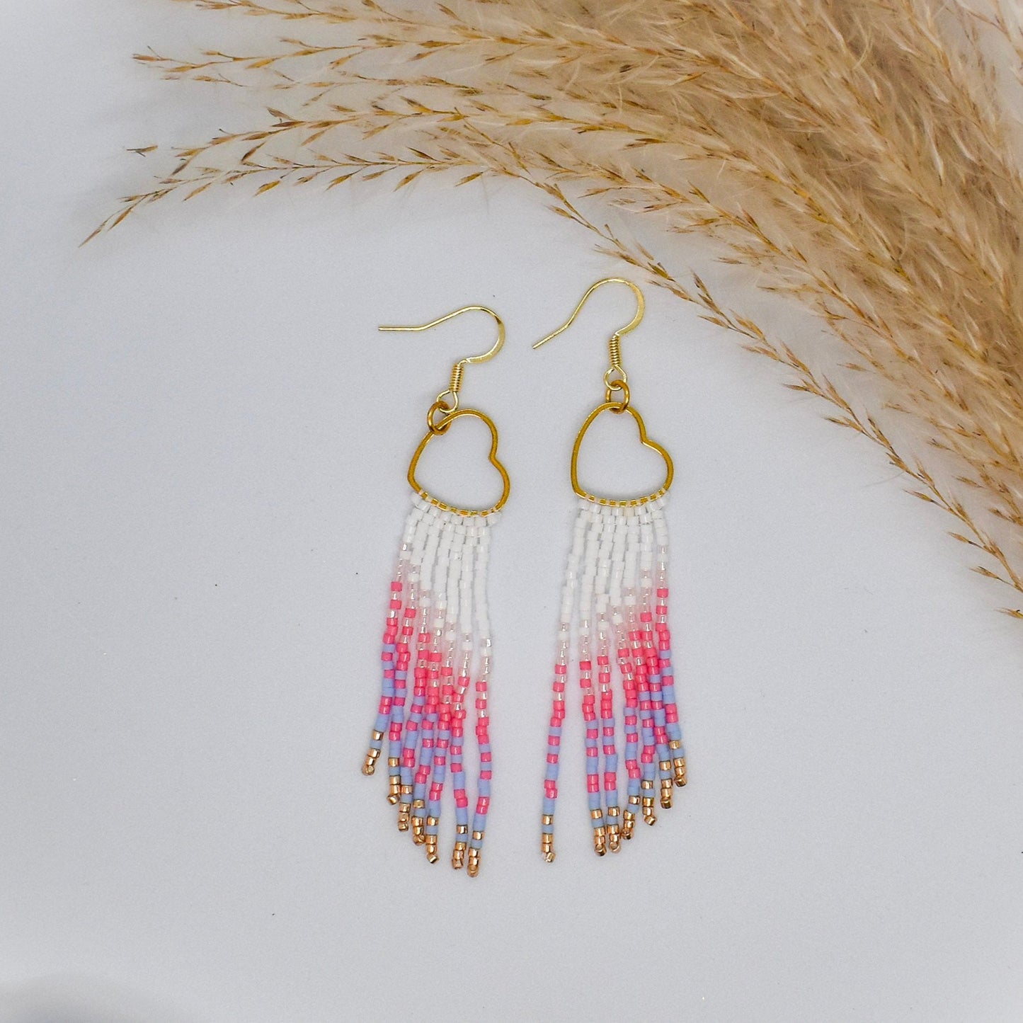 fringe pink earrings