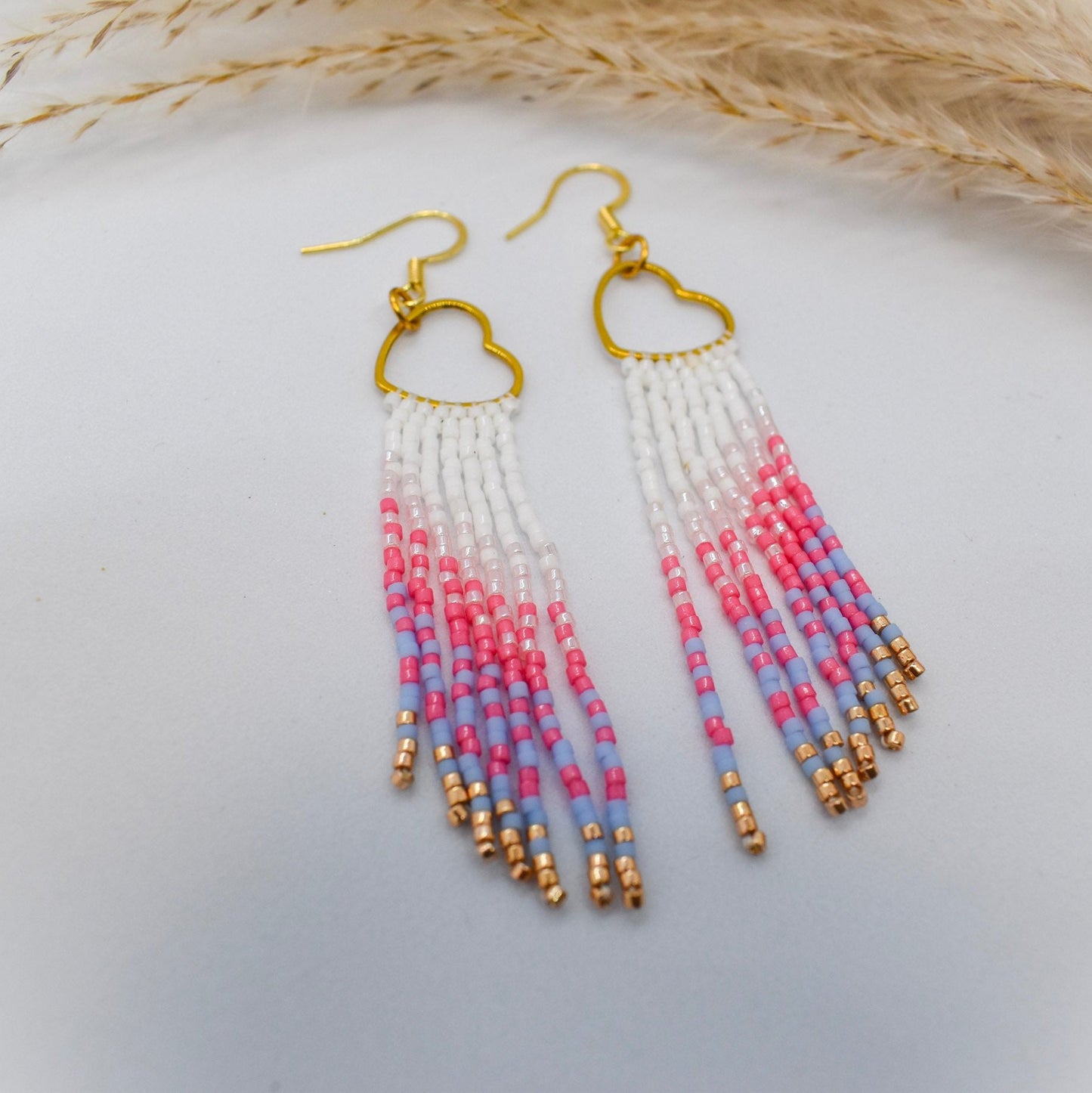 fringe pink earrings