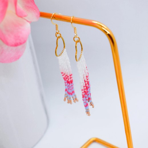 fringe pink earrings