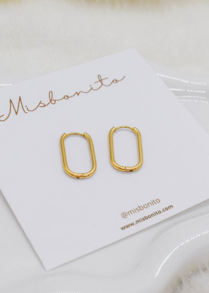 golden rect earrings