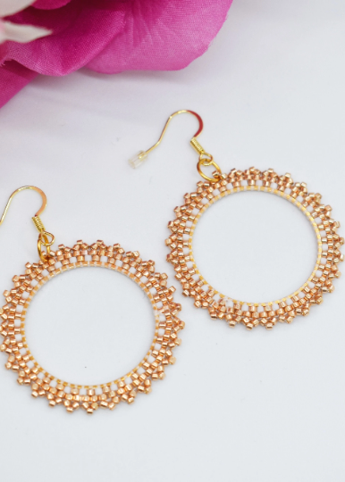 golden beaded Miyuki earrings