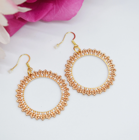 golden beaded Miyuki earrings