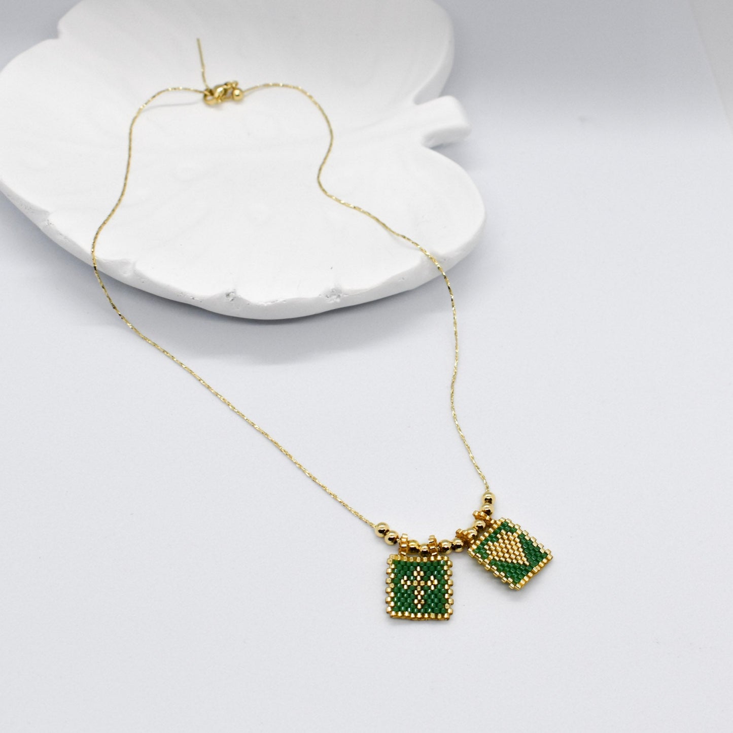 green scapular necklaces miyuki