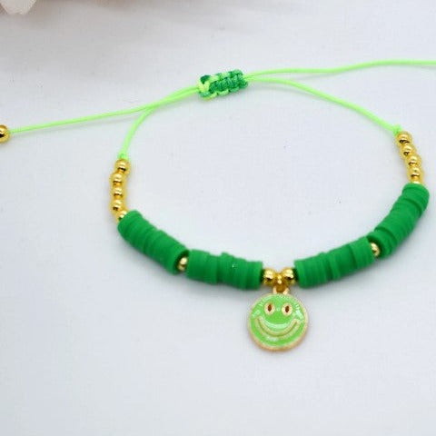 Happy face heishi beads bracelet