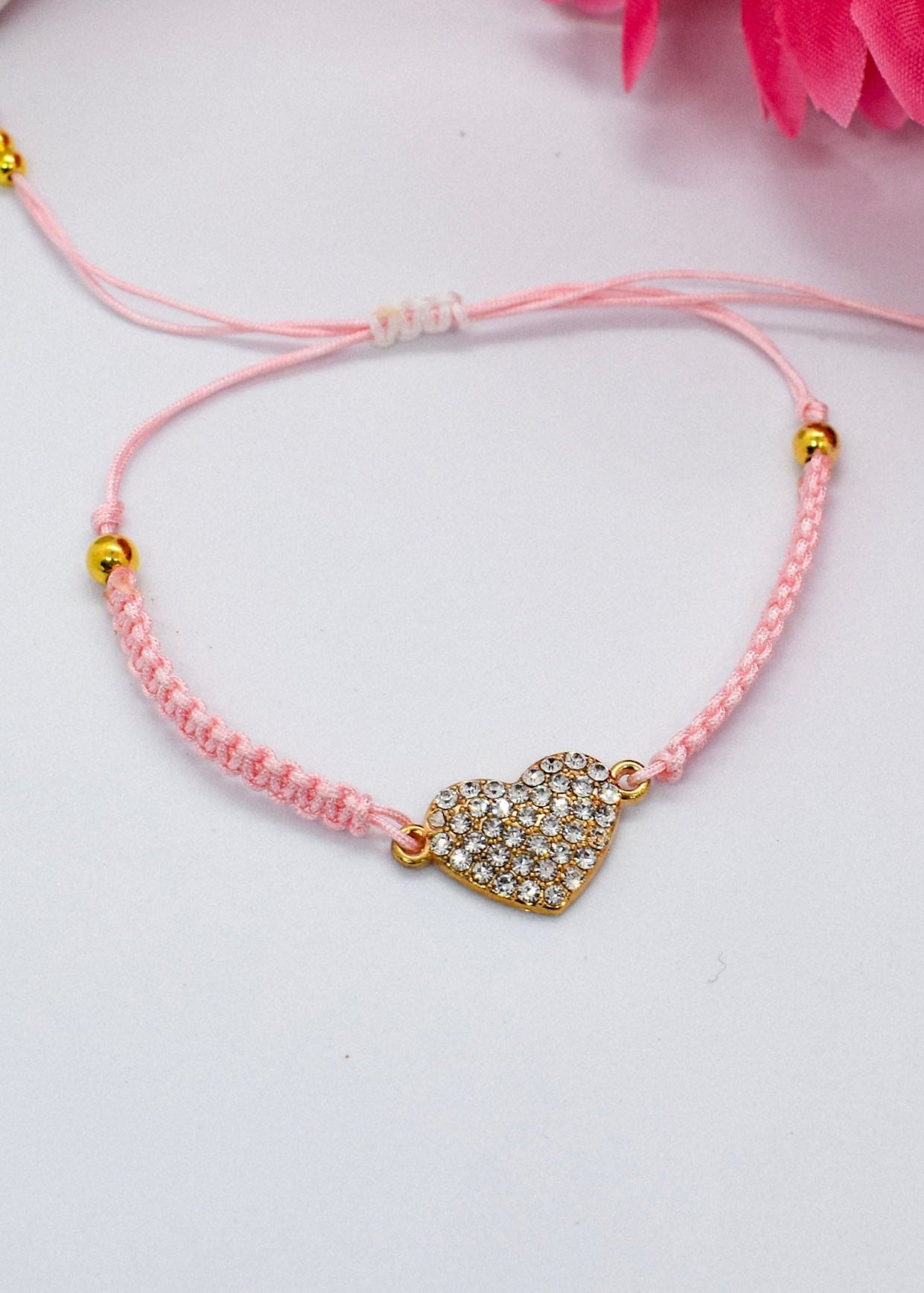 heart strass bracelet pink