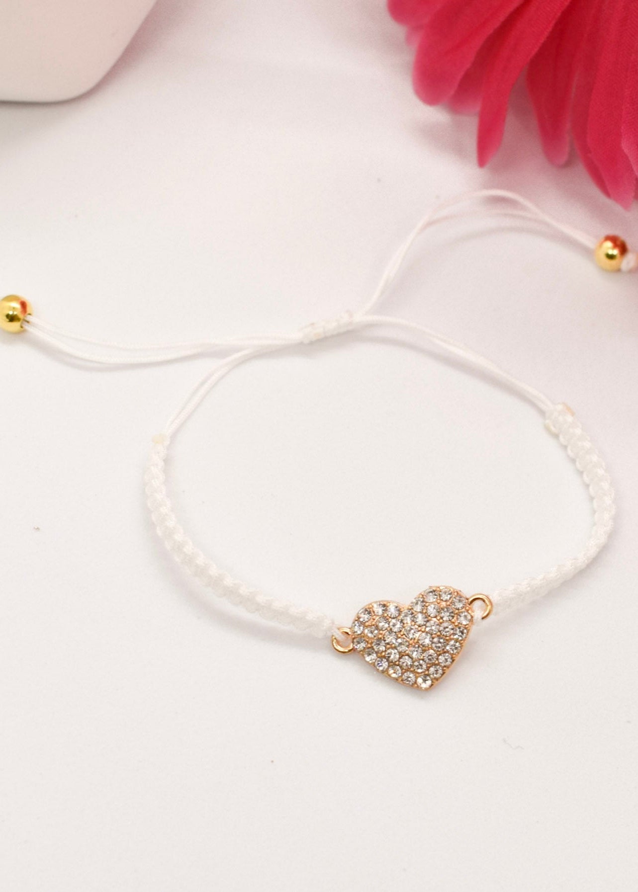heart strass bracelet white