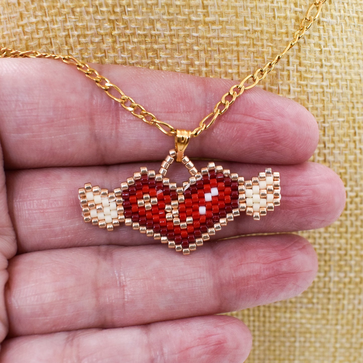 wings and heart beaded necklace