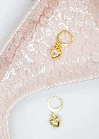 Heart charm hoops on a tray