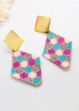 honeycomb pink earrings