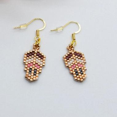 Beaded leaf earrings