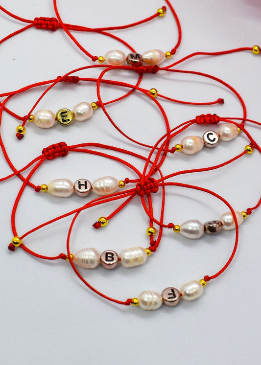 letters bracelet with red cord