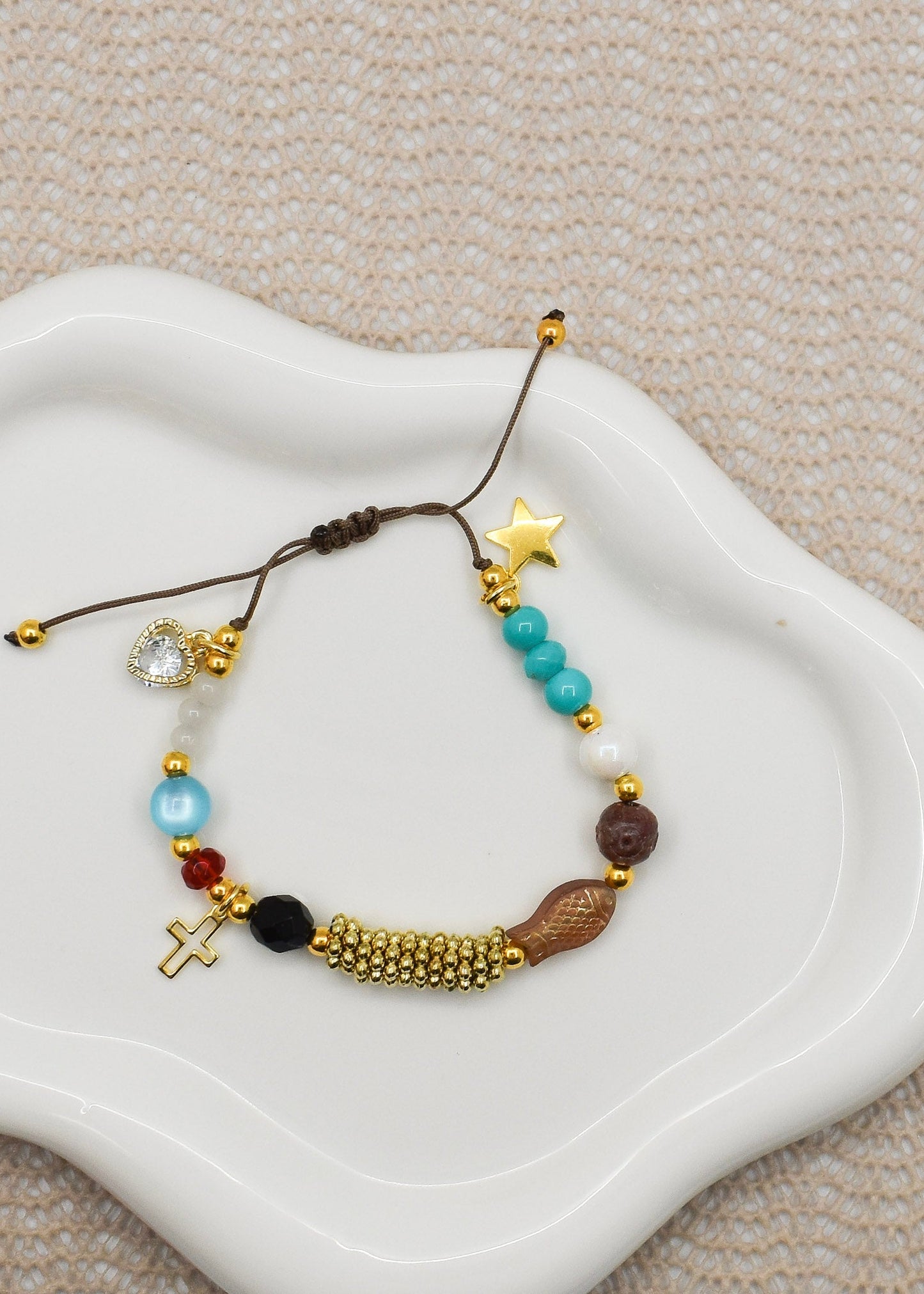 life of Jesus bracelet on white tray