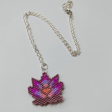 Pink Lotus beaded necklaces