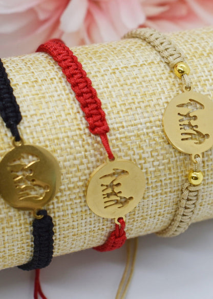 Family Charm Macrame Bracelet