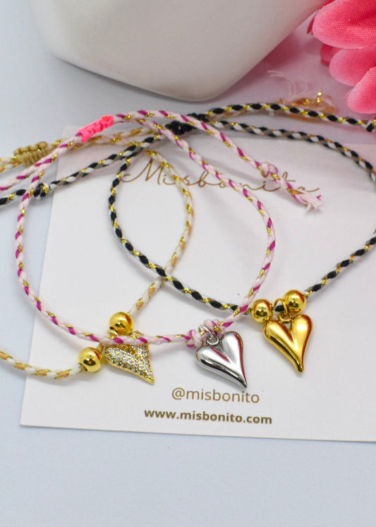 mom heart cotton cord bracelet