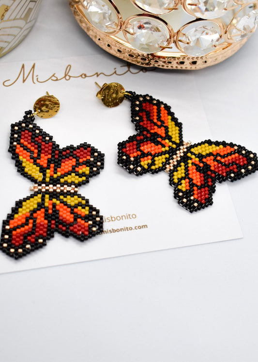 orange butterfly big earrings
