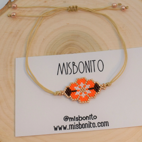 Beaded orange flower bracelet