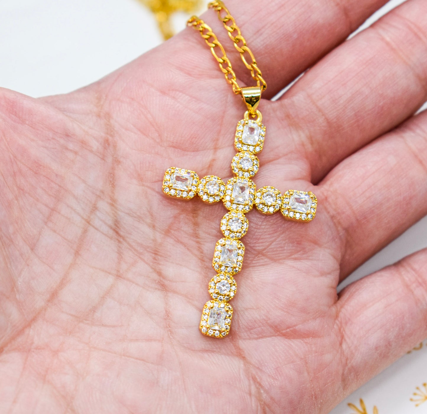 pave cross necklace