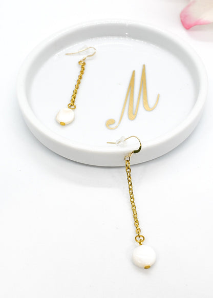 pearl flat 14k earrings