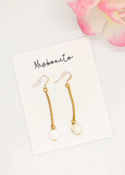 pearl flat 14k earrings
