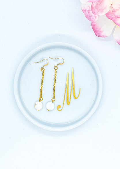 pearl flat 14k earrings
