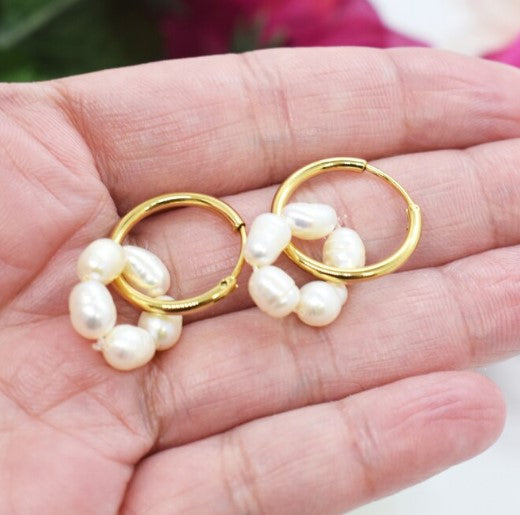 Pearl Round Hoop Earrings