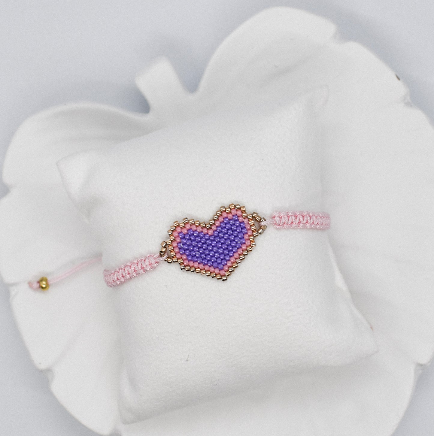 pink heart macrame bracelet