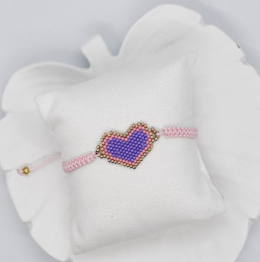 pink heart macrame bracelet