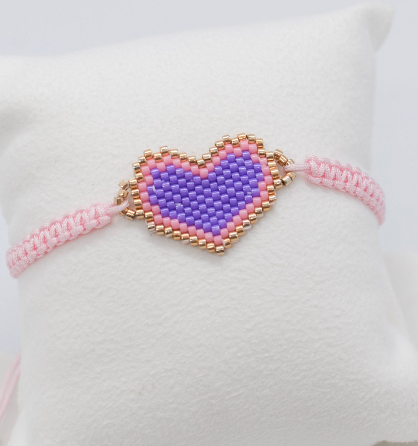 pink heart macrame bracelets