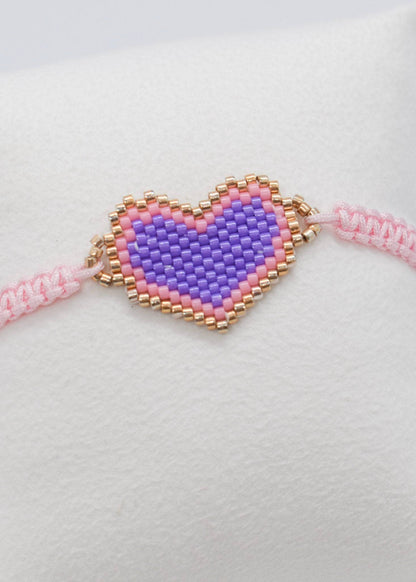 pink heart macrame bracelets
