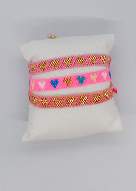 pink multicolor heart bracelets
