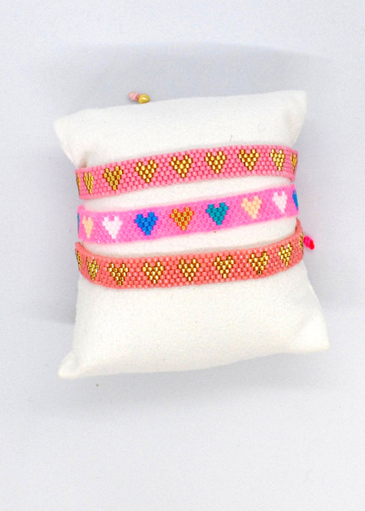 MULTI HEART MIYUKI BRACELETS (PINK)