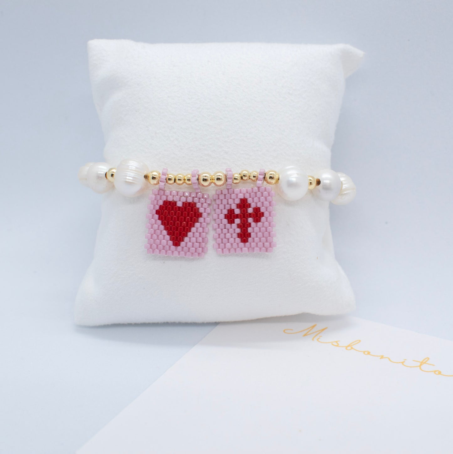 pink scapular charm bracelet