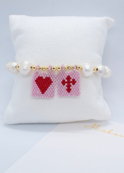 pink scapular charm bracelet