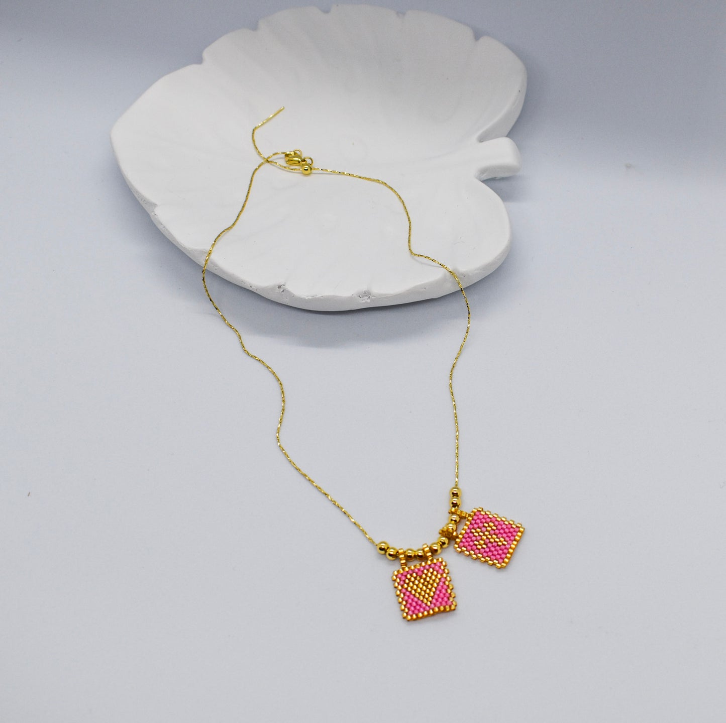 pink scapular necklaces miyuki