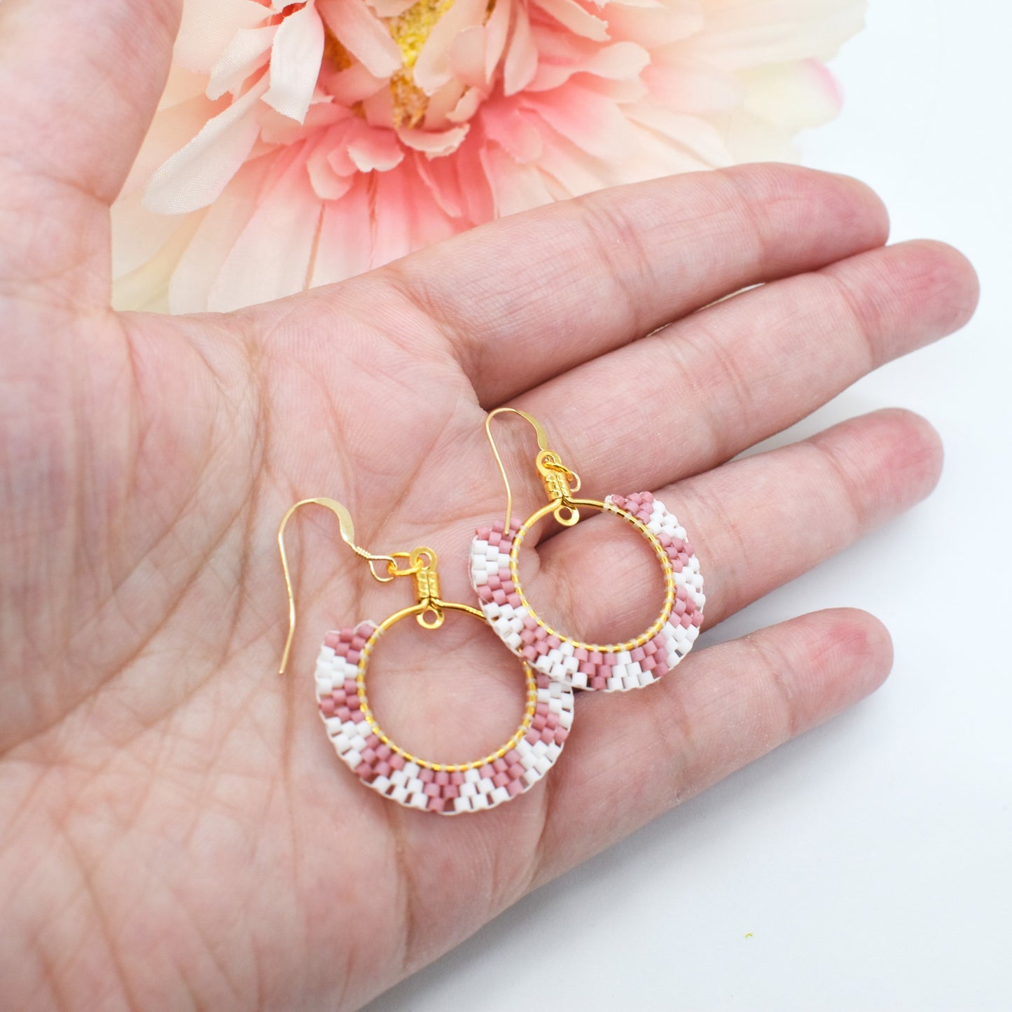 pink beaded earrings